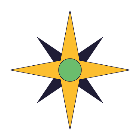 Compass rose showing direction  Illustration