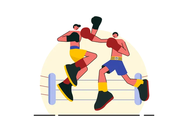 Competição de boxe  Ilustração