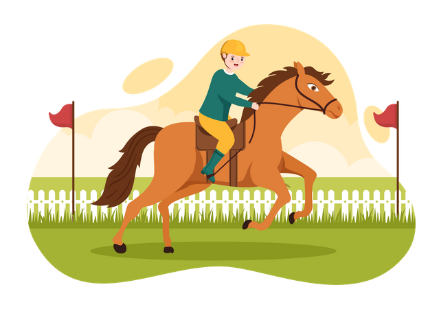 Competição de corrida de cavalos  Ilustração