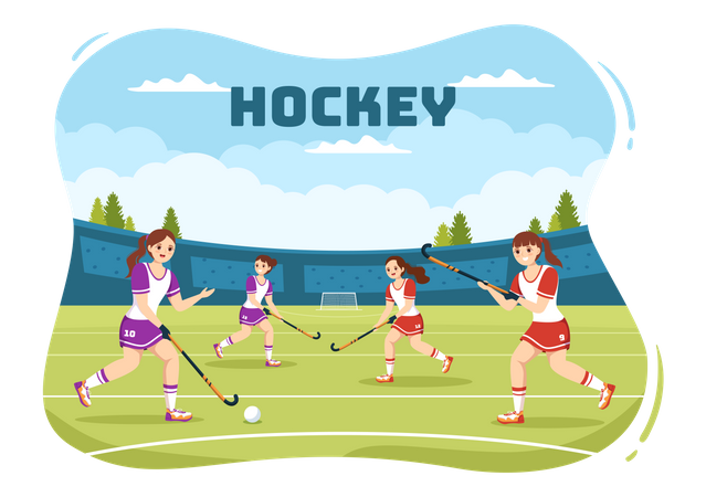 Competição de hóquei em campo  Ilustração