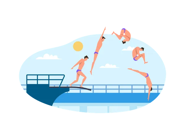 Competição de mergulho  Ilustração