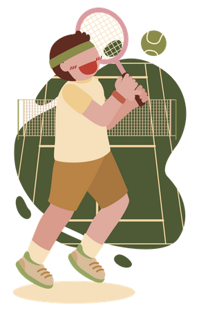 Homem jogando competição de tênis  Ilustração