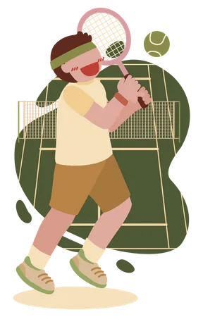 Homem jogando competição de tênis  Ilustração
