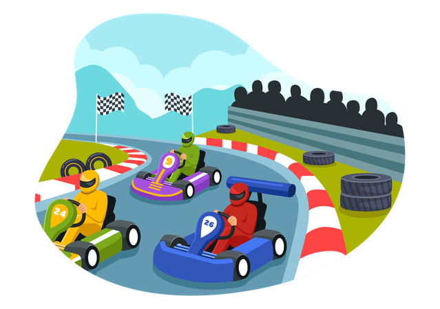 Competição de Kart Sport  Ilustração