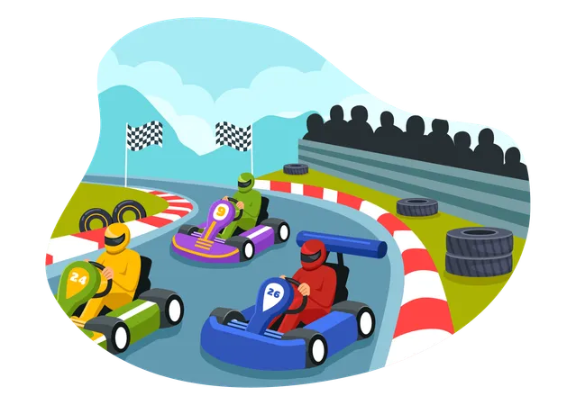 Competição de Kart Sport  Ilustração