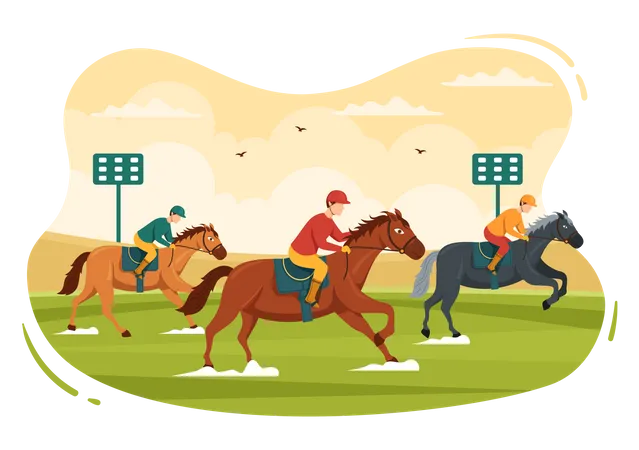 Competencia de carreras de caballos  Illustration