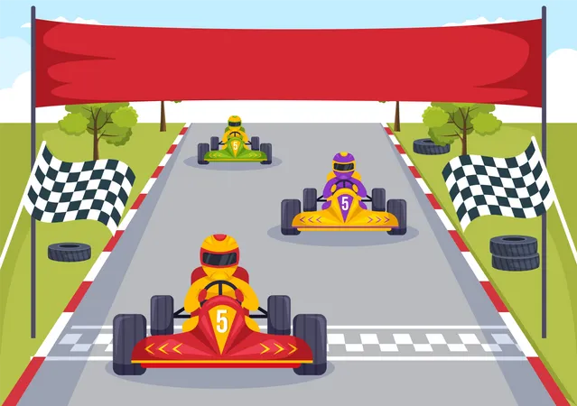 Competencia de carreras de autos  Ilustración