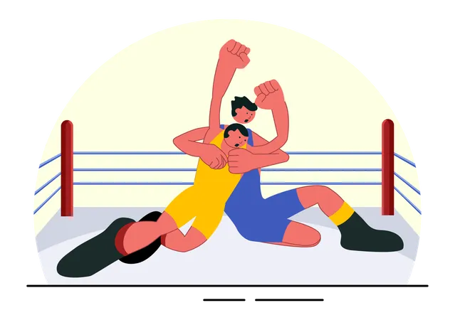 Competición de lucha libre y boxeo  Ilustración