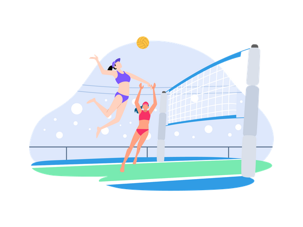 Competición de voleibol de playa  Ilustración