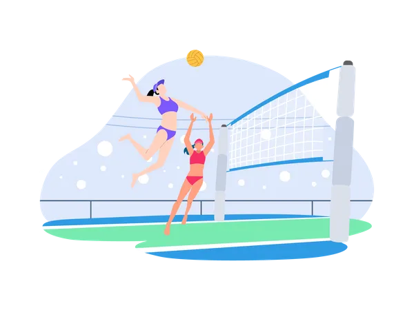 Competición de voleibol de playa  Ilustración