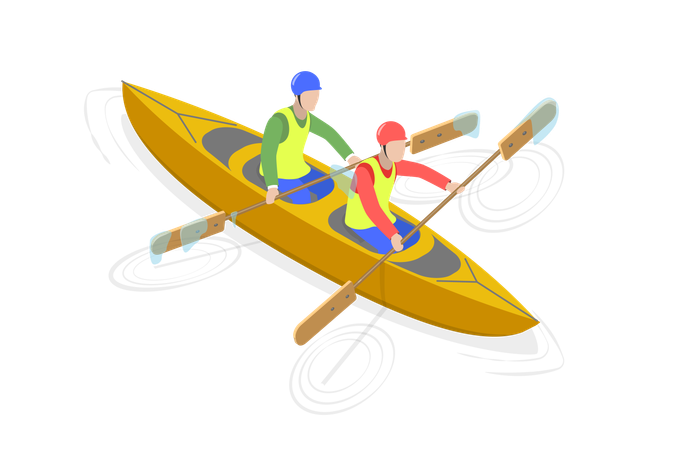 Competición deportiva de rafting  Ilustración