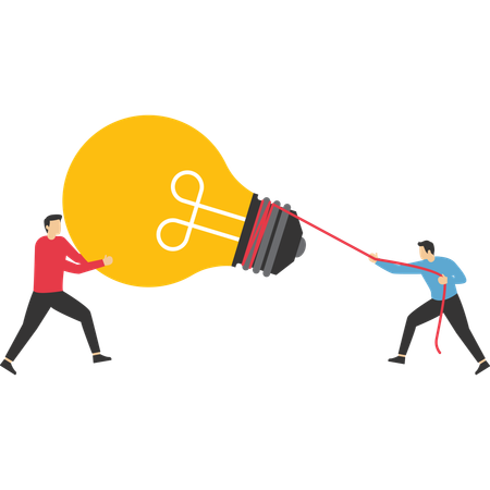 Competidor de empresarios pelea y tira de la silla de administración de oficina Ilustración