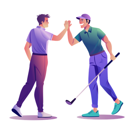 Compétiteurs de golf faisant un high five  Illustration