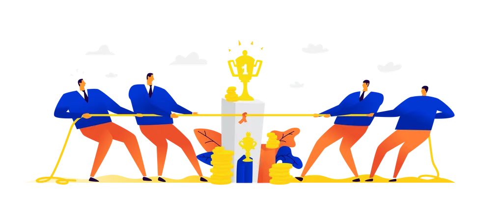 Competition between business teams  イラスト