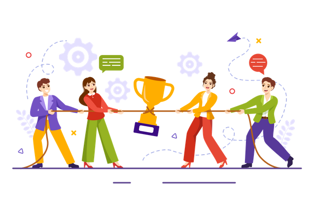 Competition between business teams  Illustration