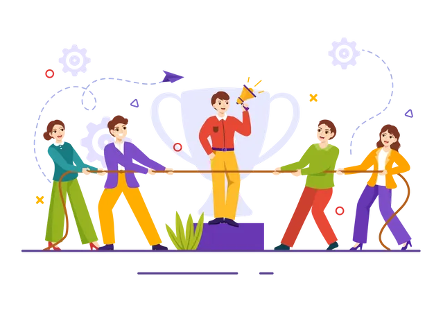 Competition between business teams  Illustration