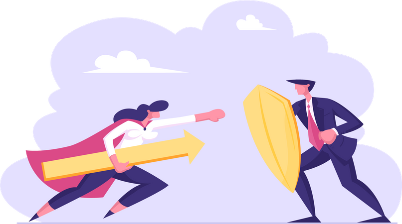 Competition between leader and worker at office Illustration