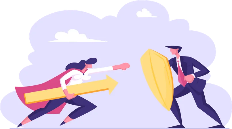 Competition between leader and worker at office  Illustration