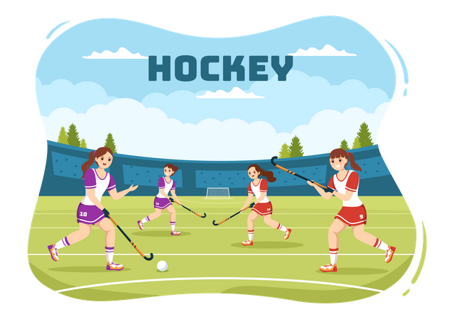Compétition de hockey sur gazon  Illustration