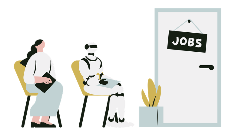 Competition of People and Robots for Jobs  Illustration