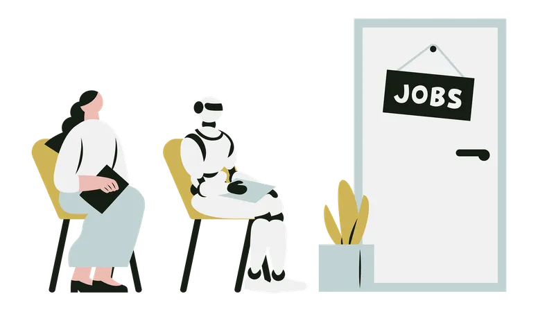 Competition of People and Robots for Jobs  Illustration