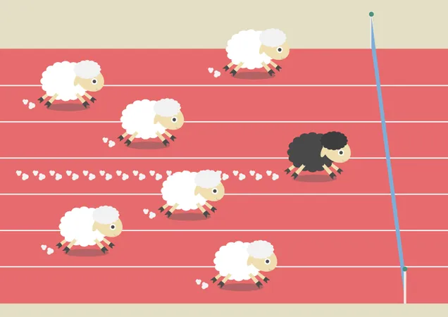 Competition Of Sheep  Illustration