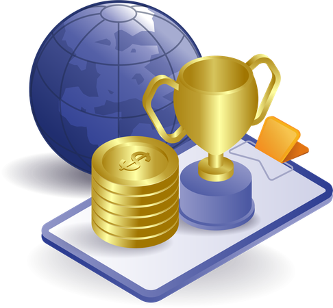 Competition trophies and prize money  Illustration