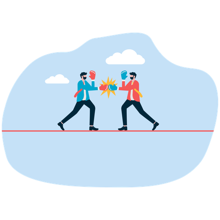 Competitive business people. market share percentage. Quarrel with coworkers.  Illustration