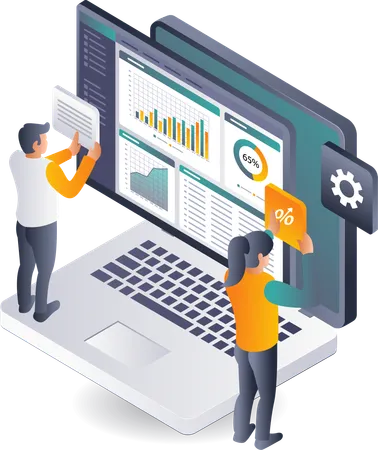 Recopilar datos analíticos para desarrollar negocios.  Ilustración