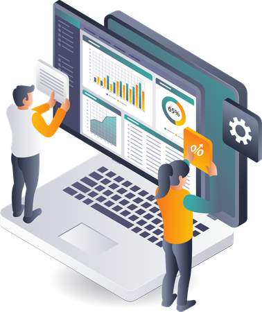 Compiling analytical data to develop business  Illustration