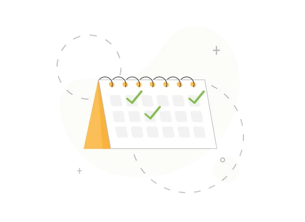 Completed Tasks Marked With A Check Mark In The Calendar Regular Performance Of Work Time Management Concept Illustration