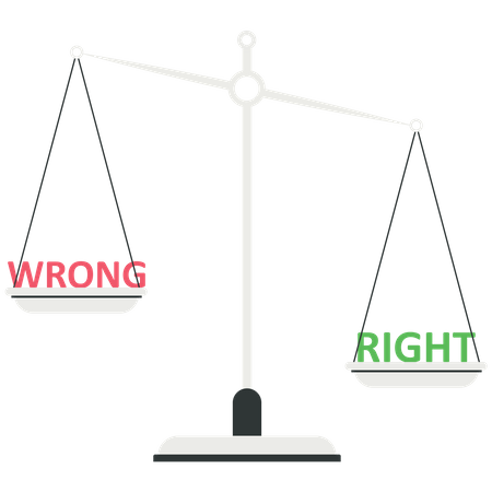 Comportamento ético e escolha do dilema certo ou errado  Ilustração