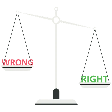 Comportamiento ético y elección del dilema correcto o incorrecto  Ilustración