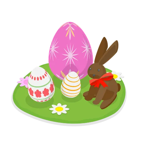 Composición de pascua de primavera  Ilustración