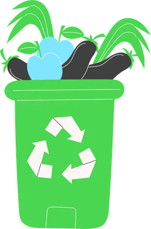 Bac à compost pour le recyclage des déchets végétaux  Illustration