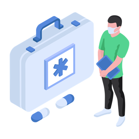 Compounder has First Aid Kit  Illustration