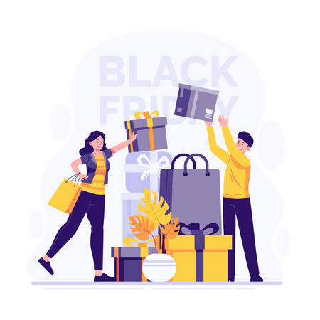 Compra con descuentos el black friday  Ilustración