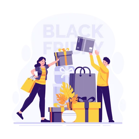 Compra con descuentos el black friday  Ilustración