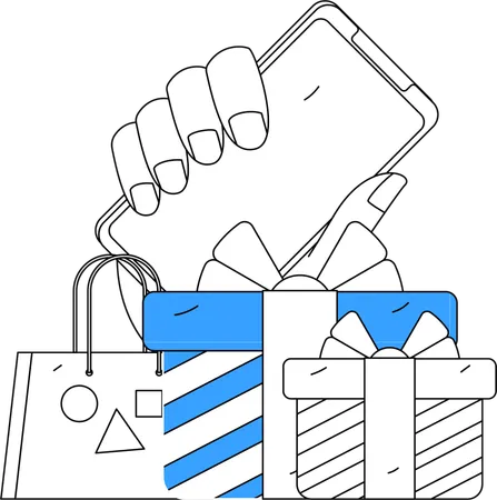 Comprar regalo desde la aplicación de comercio electrónico  Ilustración