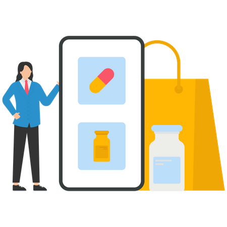 Comprar medicamentos on-line no smartphone  Ilustração