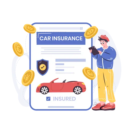 Compre un seguro de vehículo usando criptomonedas  Ilustración
