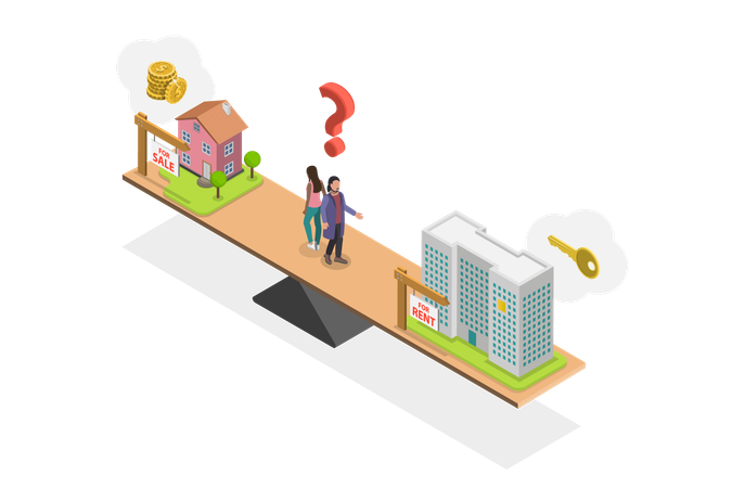 Comprar versus alugar propriedade  Ilustração