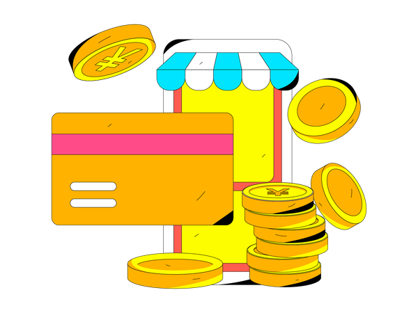 Compras com cartão de crédito  Ilustração