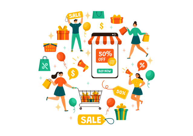 Compras con descuento  Ilustración