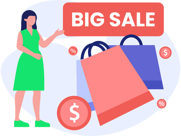 Compras con grandes ofertas de venta  Illustration