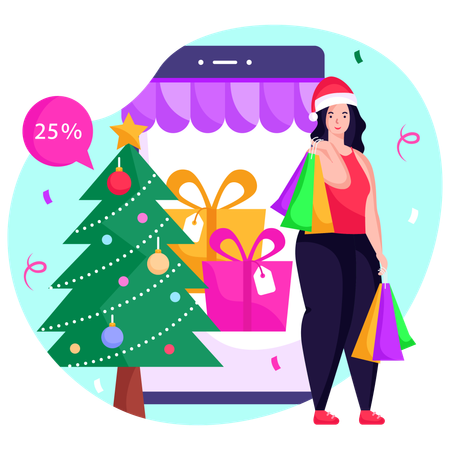 Compras de Natal  Ilustração