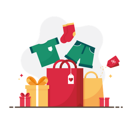 Compras de Natal  Ilustração