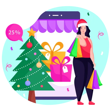 Compras de natal  Ilustração