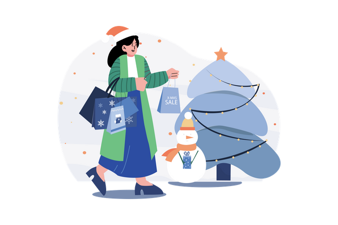 Compras de Natal  Ilustração