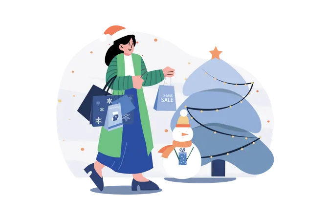 Compras de Natal  Ilustração